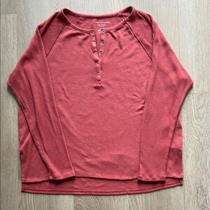 3/$15 AMERICAN EAGLE SOFT & SEXY PLUSH Women's Long Sleeve Top SPLIT HEM SZ MED